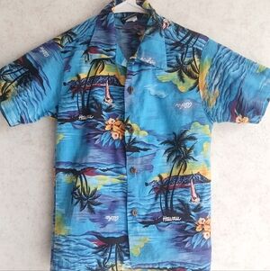 Royal Creations Boys Hawaiian Shirt Blue